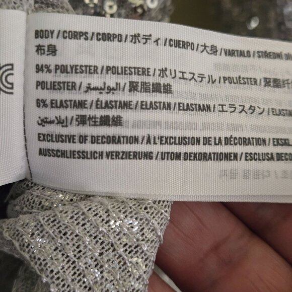 Abercrombie & Fitch Stunning Sequined Silver Blouse Party Holiday Disco Size L - Picture 7 of 7